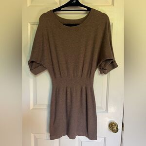 Express Dolmen Sleeve Sweater Mini Dress S/P Brown Knit Oversized Fall Winter